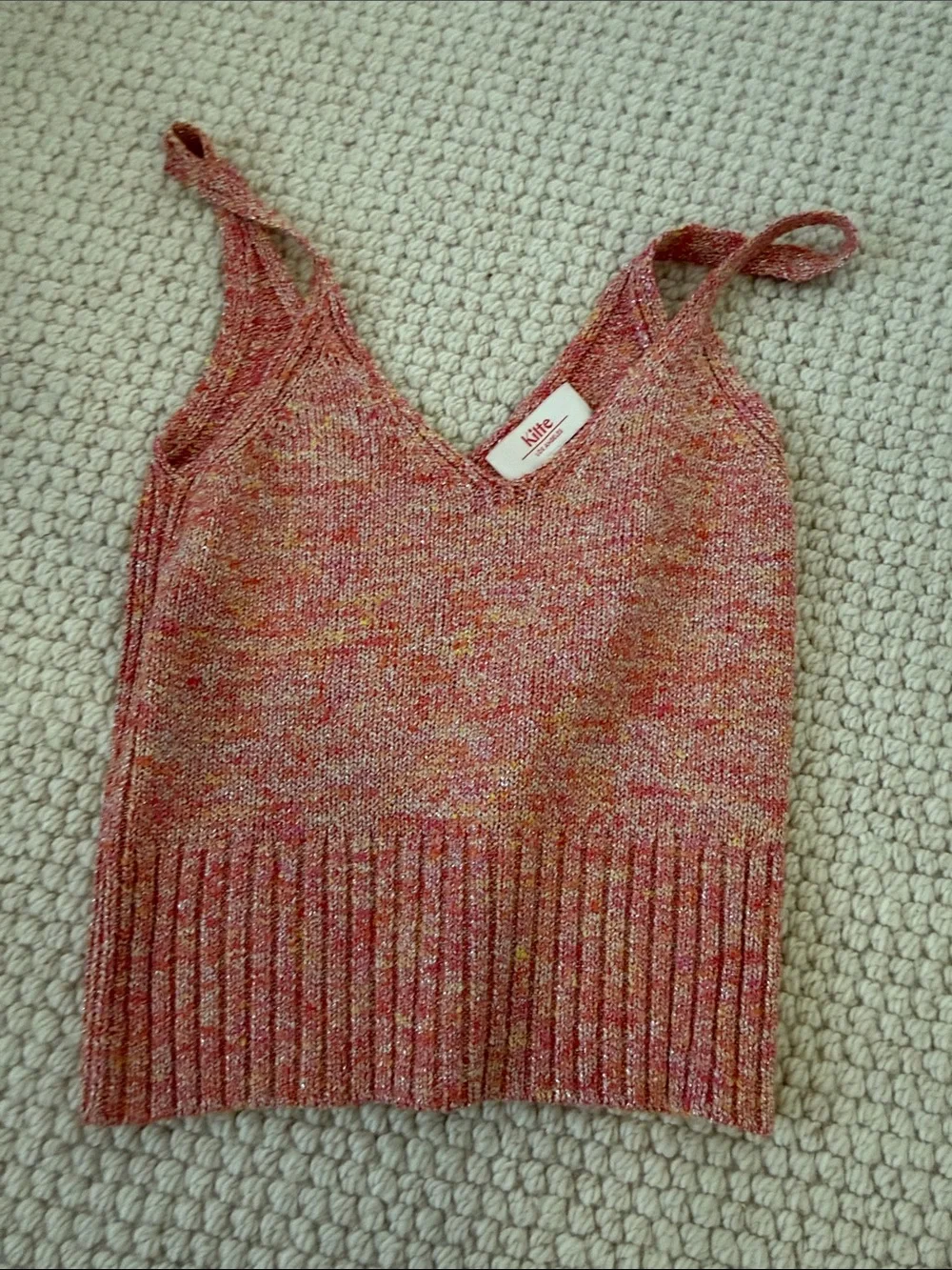 Pink Multi-Knit V-Neck Cardigan Sweater and Cami set